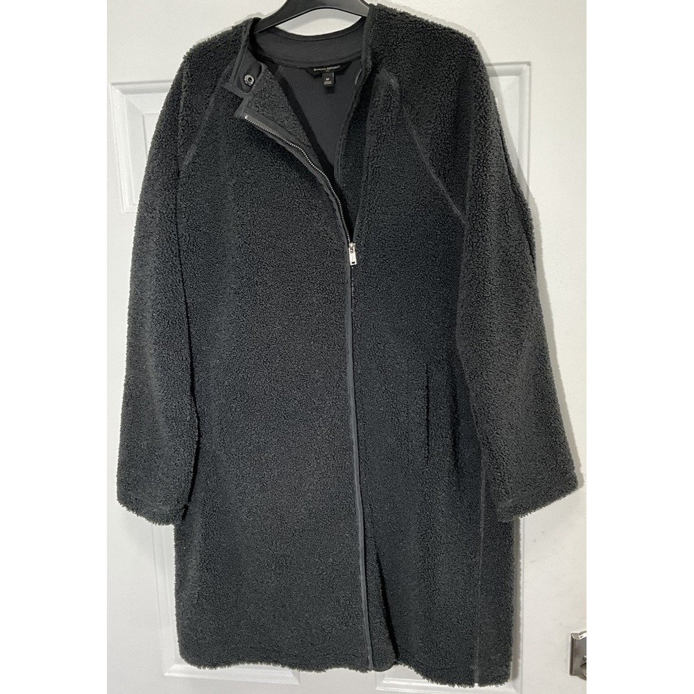 Banana Republic Black Berber Popcorn Fleece Zip Long Sherpa/Coat Men's Medium